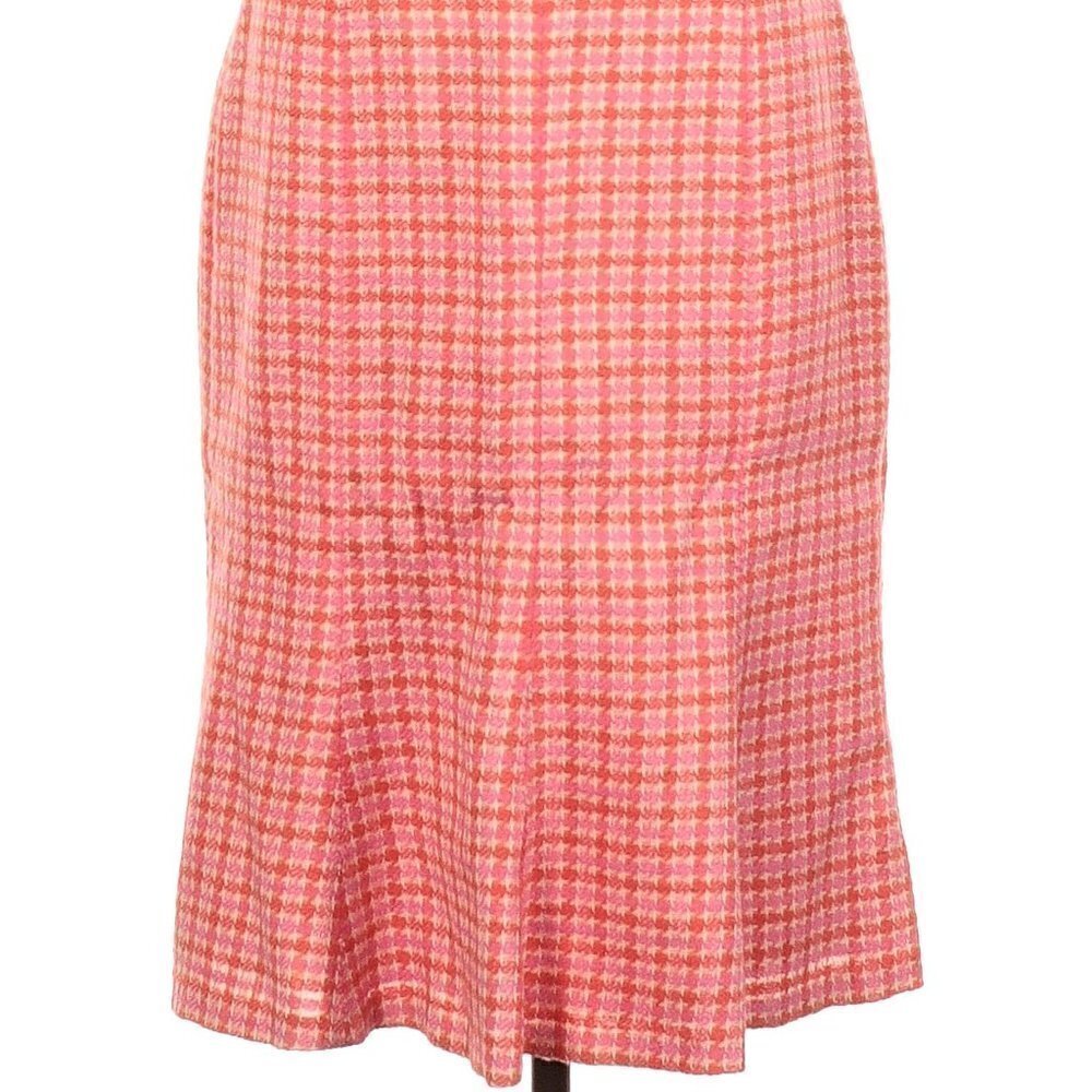 𝅺ANNE Taylor Tweed Plaid Formal Skirt Fit and Flare with Flounce Hem, Sz 8